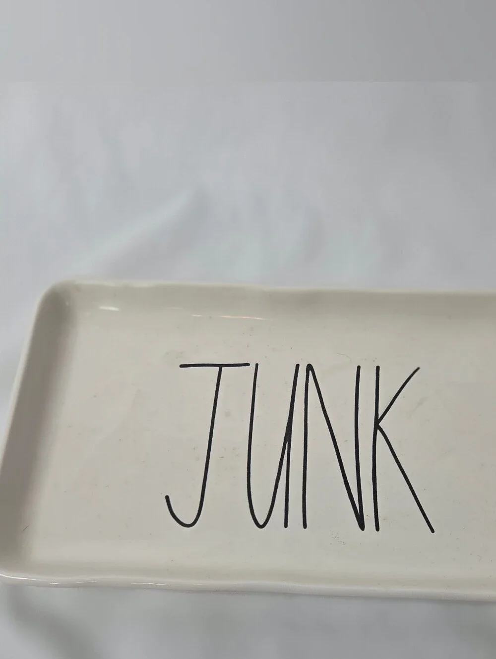 Rae Dunn White Ceramic 'JUNK' Rectangular Tray